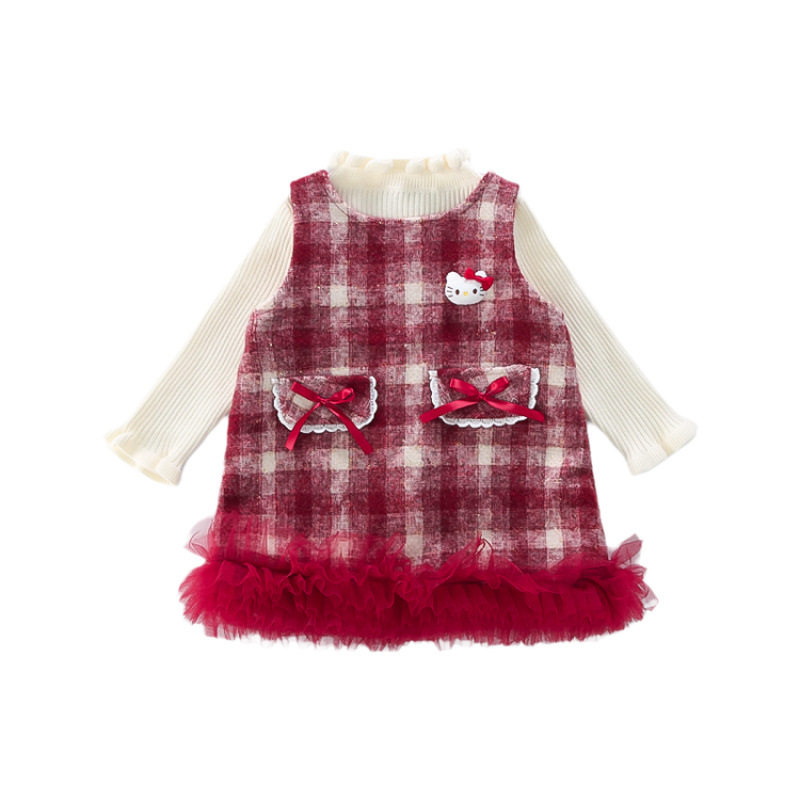 女童加绒格子裙套装秋冬季2025新款洋气时髦儿童针织打底衫两件套,淘宝优惠券,粉丝福利购,淘宝优惠卷