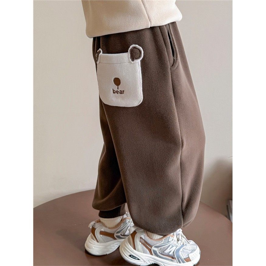 女小童加绒小熊卫裤秋冬季女宝宝保暖运动裤冬装幼儿园外穿休闲裤,淘宝优惠券,粉丝福利购,淘宝优惠卷
