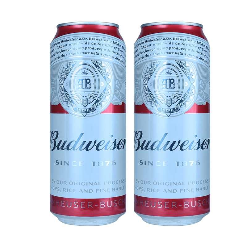 Budweiser/百威啤酒500ml*18罐整箱包邮听装大罐装小麦醇正易拉罐