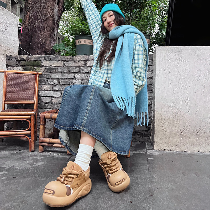 【明星同款】chikoku呲牙鲨开口笑老爹鞋厚底面包鞋运动大头女鞋,淘宝优惠券,粉丝福利购,淘宝优惠卷