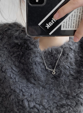 镂空笑脸925纯银项链女ins小众设计感简约气质个性网红百搭锁骨链