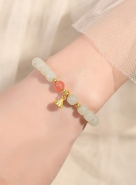 手链女莲蓬福字南红古风玉石手串 ins小众设计闺蜜礼物