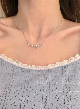 轻奢精致锆石小花项链女夏小众设计感锁骨链高级感气质脖颈链配饰