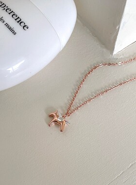 925纯银童趣可爱小马驹吊坠项链女轻奢个性高级感小众设计锁骨链5