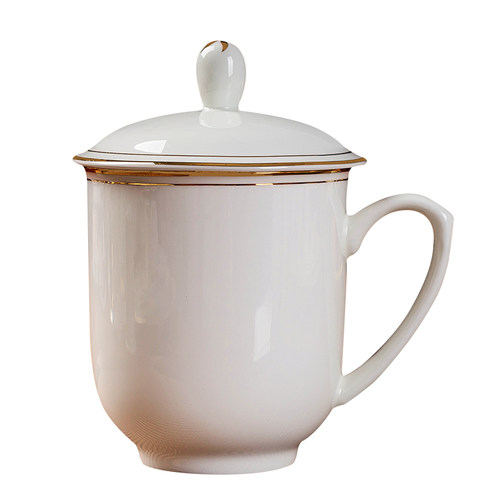 景德镇茶杯陶瓷带盖会议茶杯办公室骨瓷水杯10只套装免费定制LOGO - 图3