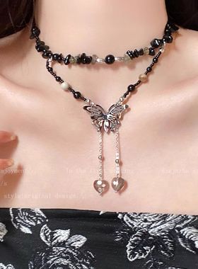 中式双层蝴蝶结国风项链