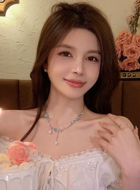 蓝色小众设计感甜酷气质颈链