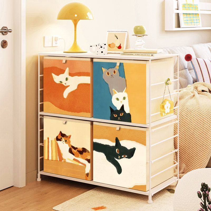 慵懒猫咪收纳箱卡莱克格子柜可折叠大容量收纳筐抽屉式衣物收纳盒,淘宝优惠券,粉丝福利购,淘宝优惠卷