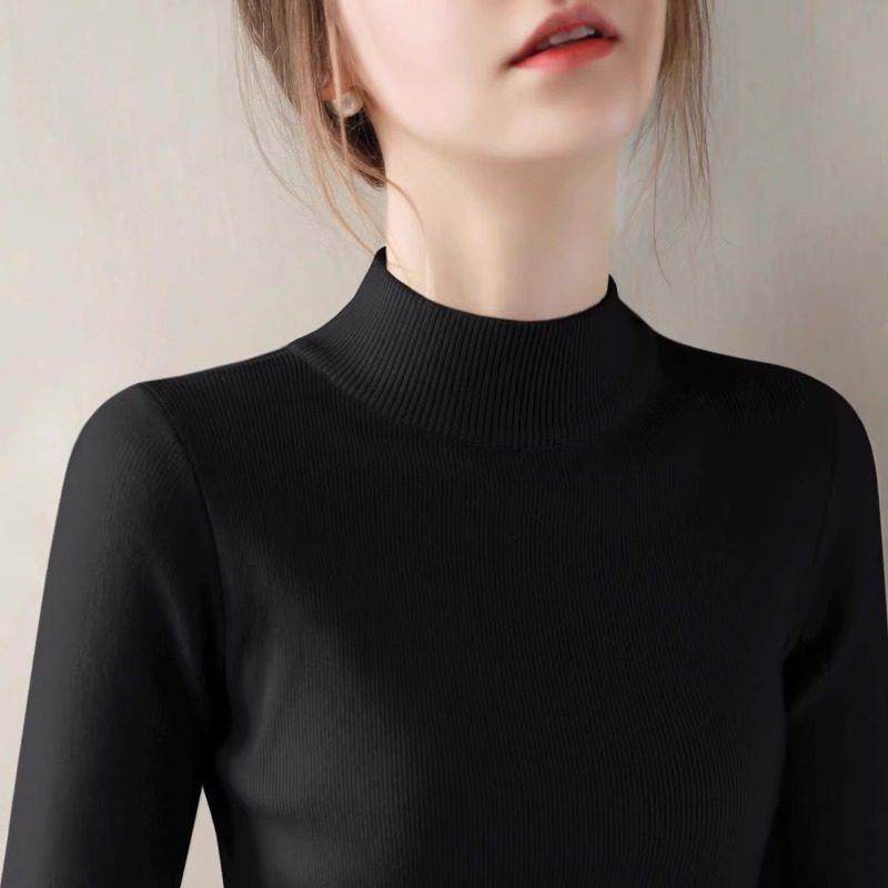 安可拉红半高领针织打底衫女春秋季内搭毛衣修身显瘦法式长袖上衣,淘宝优惠券,粉丝福利购,淘宝优惠卷