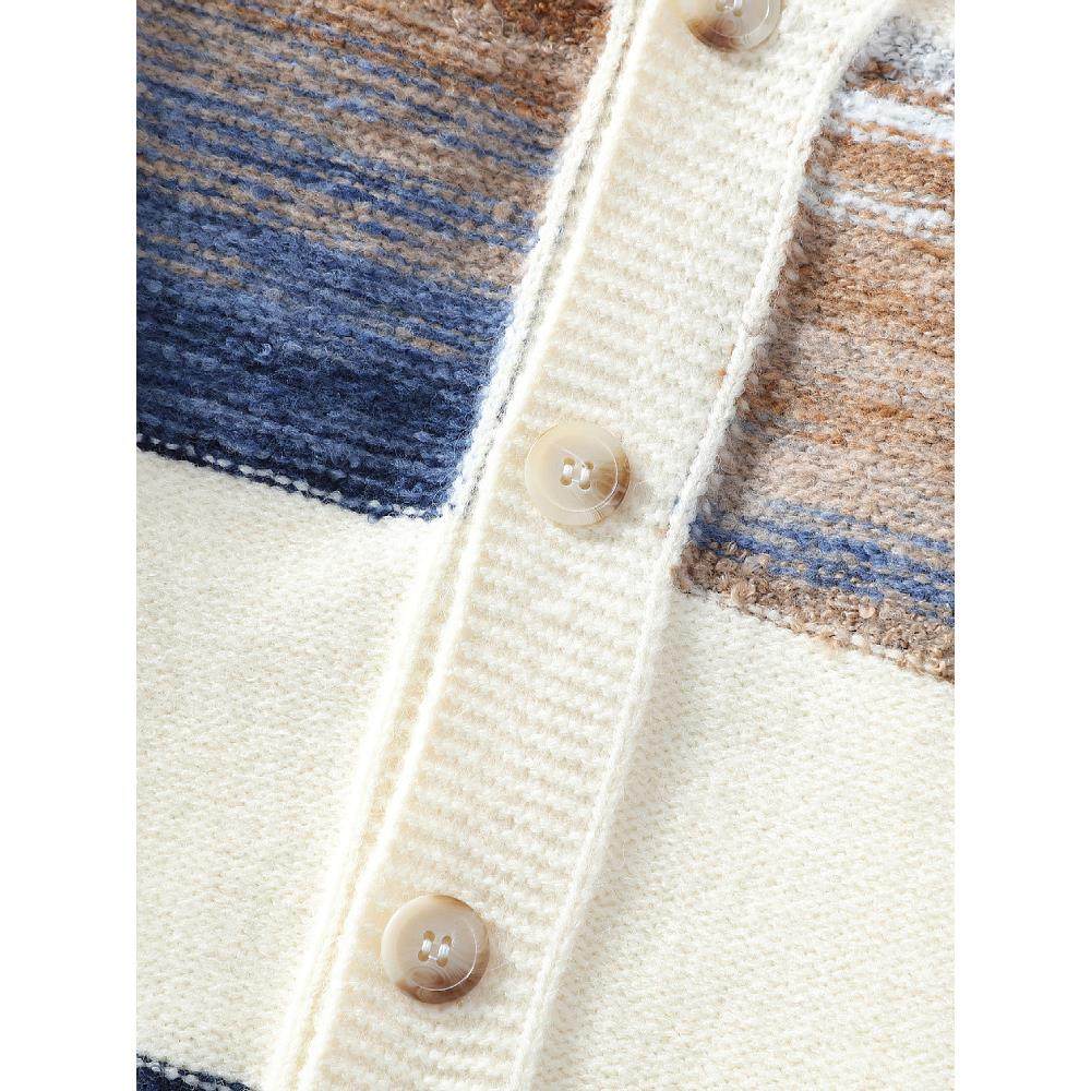 渐变条纹！让你的秋冬不再单调！秋条纹拼色针织开衫男毛衣服外套,淘宝优惠券,粉丝福利购,淘宝优惠卷