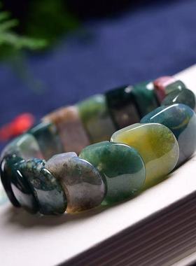 印度水草玛瑙手牌加宽男款