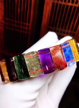 收藏级高端多宝手排钛晶发晶草莓晶绿发超七紫发单珠