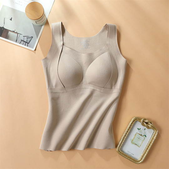 Warm suspender vest for women with breast pads without wearing bra