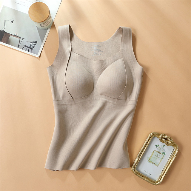 Warm suspender vest for women with breast pads without wearing bra