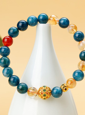敦煌文创蓝磷辉黄塔晶新中式手链