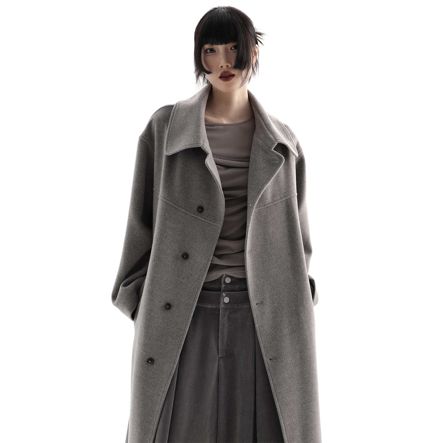 APOZi collection/牧人山海/10月9号晚20点开售 大领子灰色大衣 - 图0