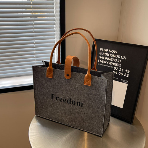 毛毡包手提袋子通勤上班族杂物小拎包学生拎书大容量可定制logo - 图2