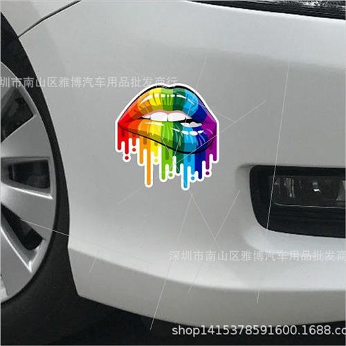 D-762 rainbow sexy lips car stickers fashion colorful motorc