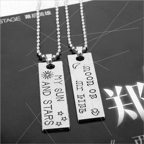 New couple necklaces personalized simple stars and moon lett-图1