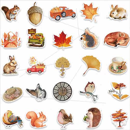 50 New Autumn 适用est Plum Deer Rabbit Squirrel Stickers Lug - 图2