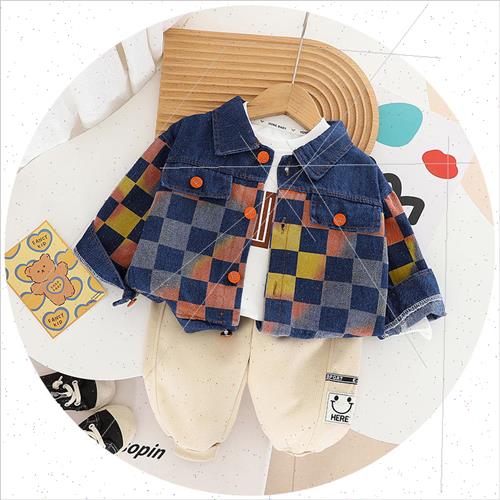 2023 spring new boys three-piece Korean of the denim colorb-图2