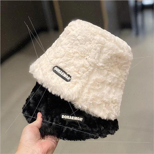 English patch niche plush fisherman hat children fall and wi-图0