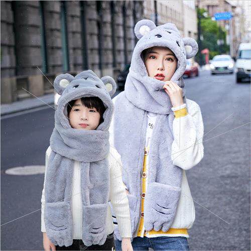 Hat cute teenage girls students scarf gloves warm three piec - 图1