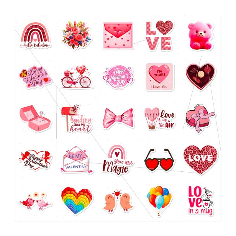 50 pcs of love Valentines Day stickers cartoon INS sweet Val - 图3