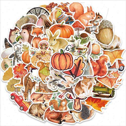 50 New Autumn 适用est Plum Deer Rabbit Squirrel Stickers Lug - 图0