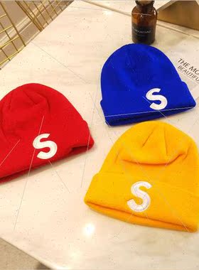 Hat female fall and winter S letters wool cap men and women