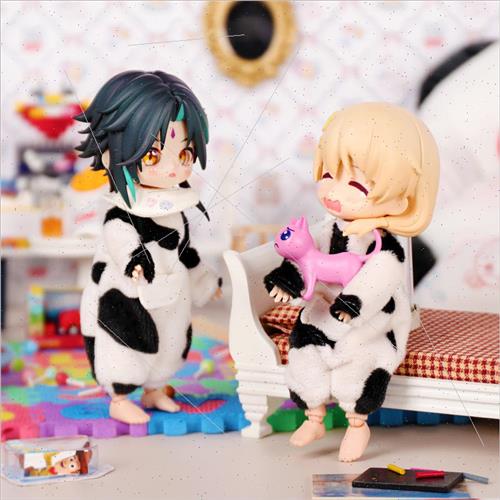 waifu cute cow pajamas 12 points vegan wearable bjd doll clo-图2