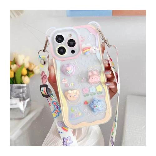 Stereo Flower Bear iPhone 15 Crossbody 13ProMax Case 适用 Ap - 图3