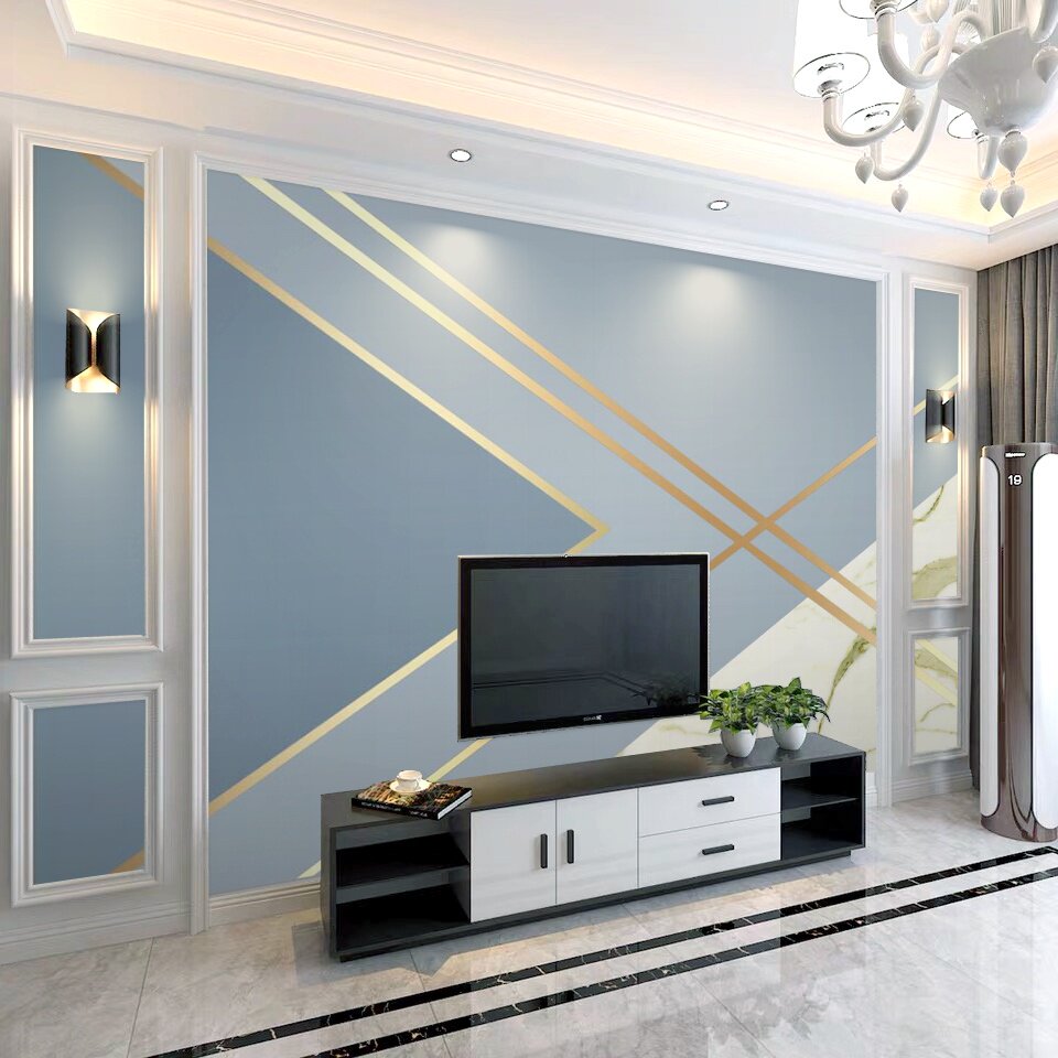 电视背景墙壁纸几何图案形墙纸北欧风格现代简约客厅影视墙布壁