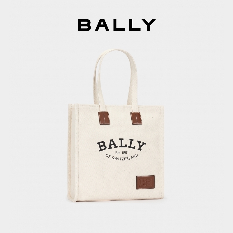 BALLY/巴利女士米色经典帆布托特包6236963