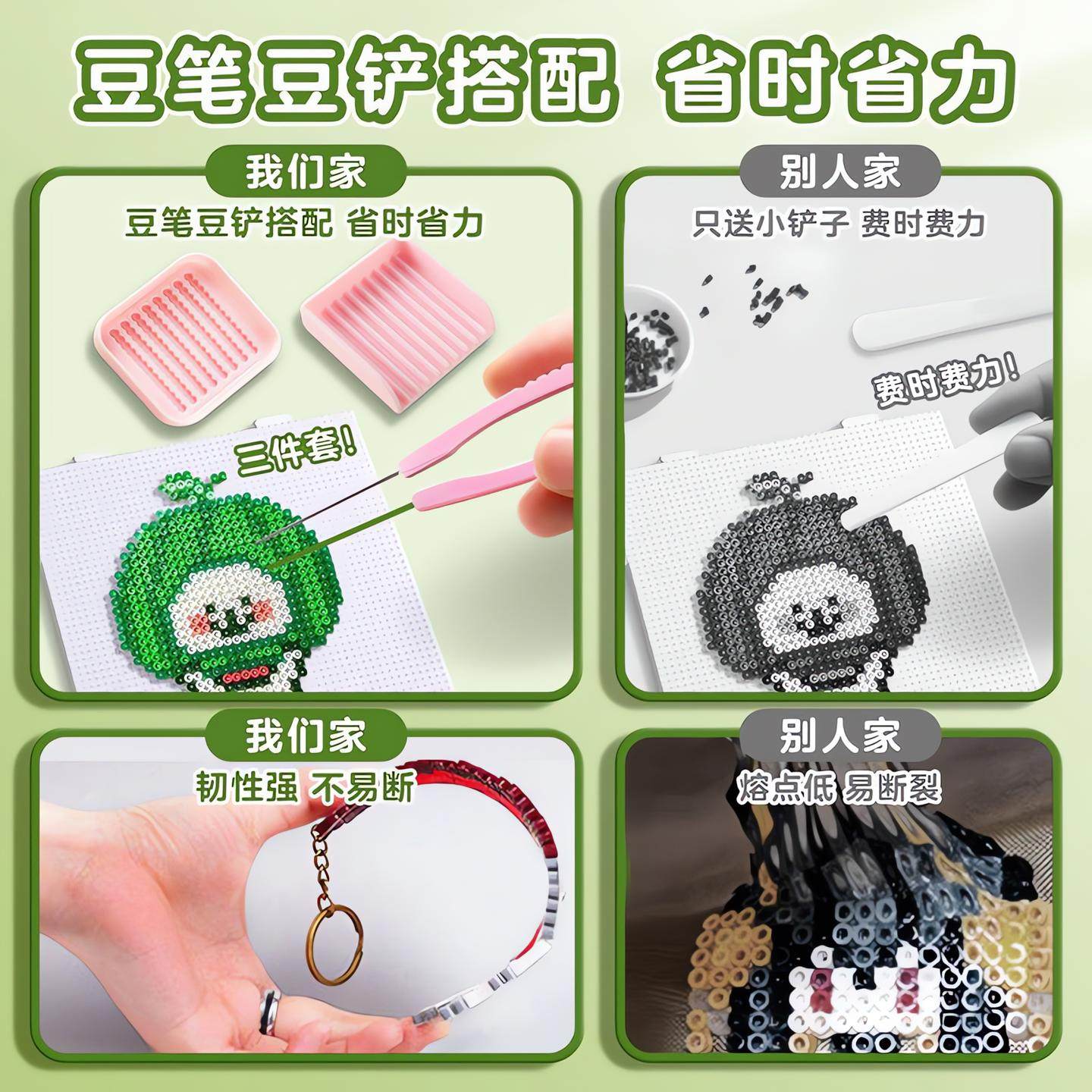 拼豆材料包全套工具拼豆豆手工diy笔女孩融合豆熨斗套装儿童礼物,淘宝优惠券,粉丝福利购,淘宝优惠卷