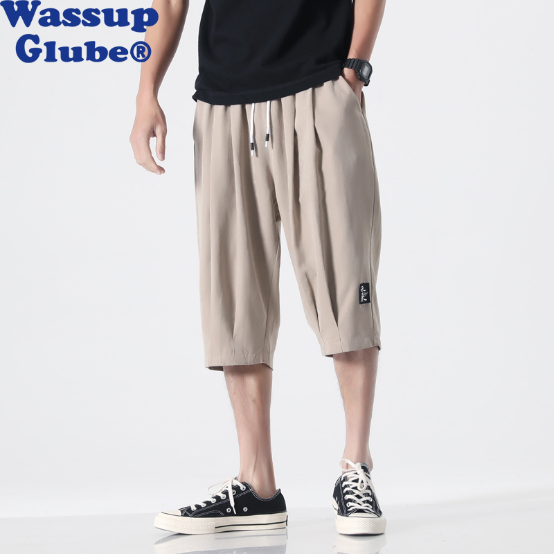 WASSUP GLUBE短裤男士夏季薄款透气裤冰丝中裤运动休闲宽松五分裤 - 图1