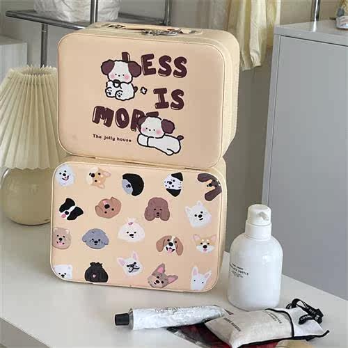 Milk tea dog three-dimensial makeup box portable large-capac - 图0