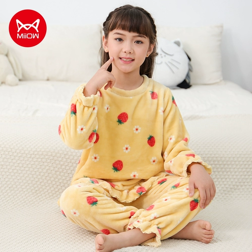 Фланелевая утепленная удерживающая тепло пижама, удерживающий тепло детский коралловый бархатный комплект, подходит для подростков, коллекция 2023
