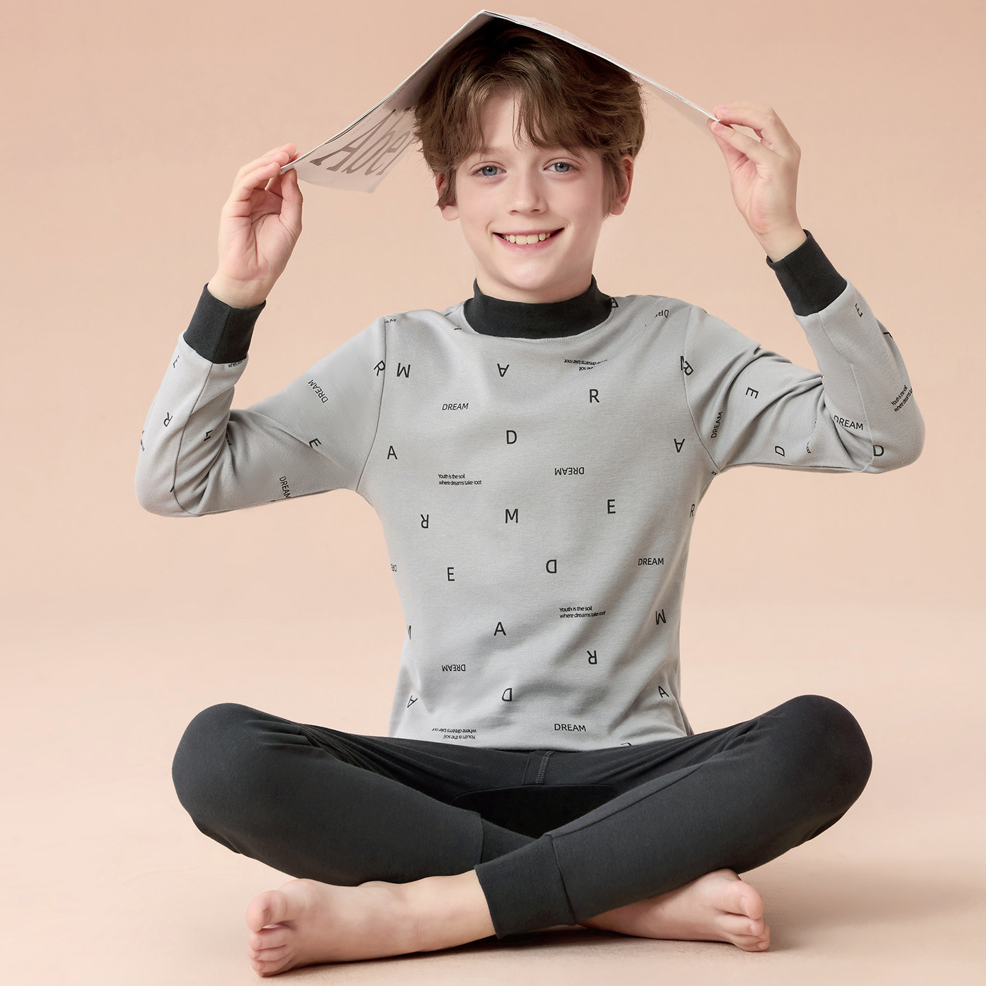 猫人男童秋衣秋裤套装全棉毛衫青少年男孩大童保暖内衣纯棉半高领,淘宝优惠券,粉丝福利购,淘宝优惠卷