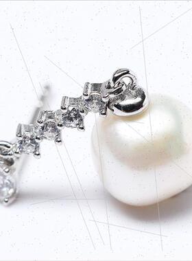 925 silver zirconium inlaid natural earrings female Korea ne