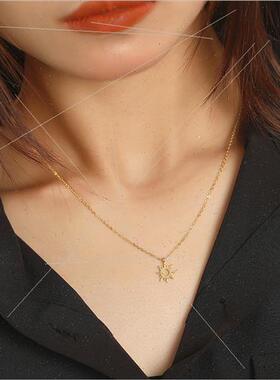 S925 silver Europe hollowed out classic sun necklace geometr