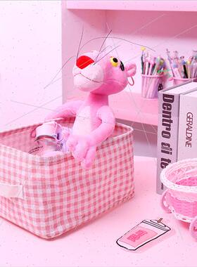 Desktop girls cute pink plaid home cotton linen fabric stora