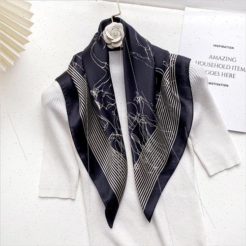 Champagne color satin thin silk scarf small square scarf lad - 图1