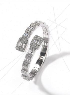 New Hiphop fashion open bracelet ins diamond interlocking tw