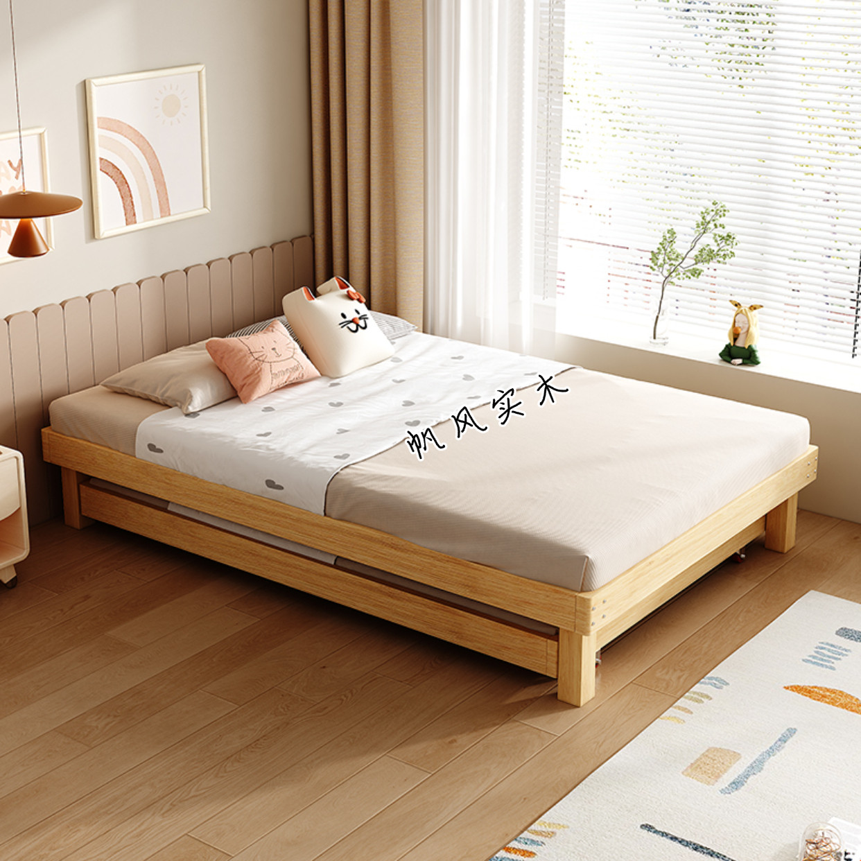 纯实木儿童床子母床拖拉床高低床单独拖床地板床床下拖床可定制床,淘宝优惠券,粉丝福利购,淘宝优惠卷