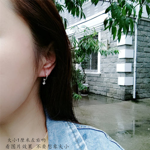 999纯银耳环耳钉女 足银养耳洞防堵睡觉不用摘耳饰品耳骨环小耳圈 - 图2