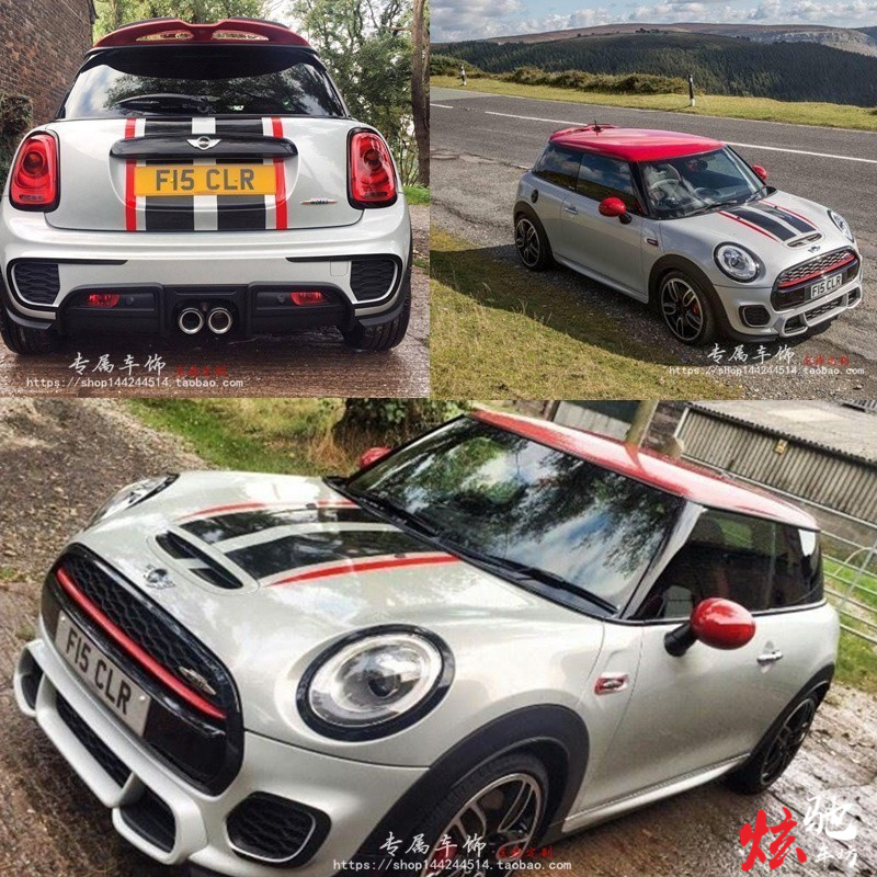 宝马MINI Cooper JCW引擎盖拉花F56 R55 F60机盖改装背带车贴贴纸 - 图1