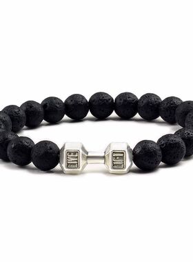 哑铃手链手串健身火山石串珠男款