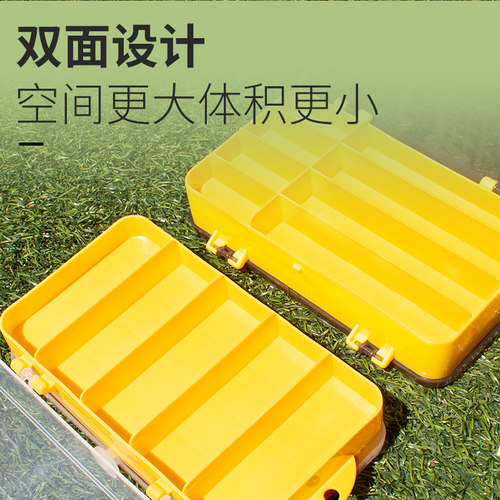 UMI钓鱼配件盒双面路亚收纳盒路亚饵盒鱼钩假饵便携渔具工具盒 - 图0