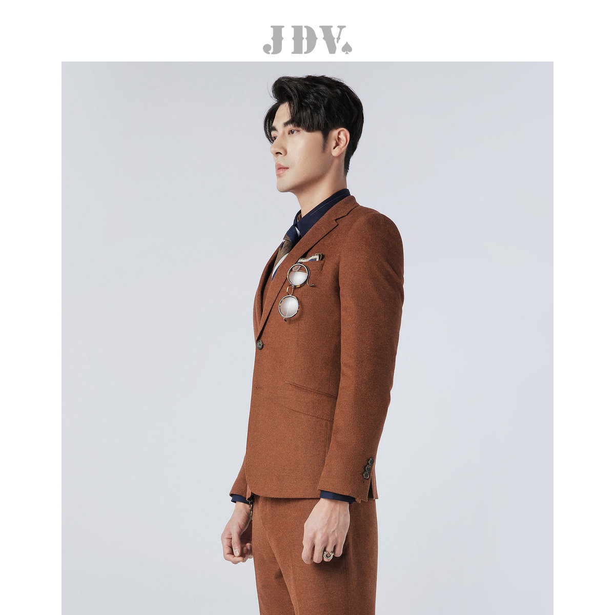 JDV男装春秋商场同款焦糖色平驳领单排扣职场通勤商务西装外套,淘宝优惠券,粉丝福利购,淘宝优惠卷